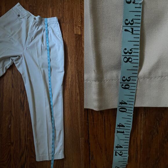 Vintage Lee 90s Pleated Twill Pants Beige 12P High Rise Cotton Workwear Neutral - Picture 12 of 17